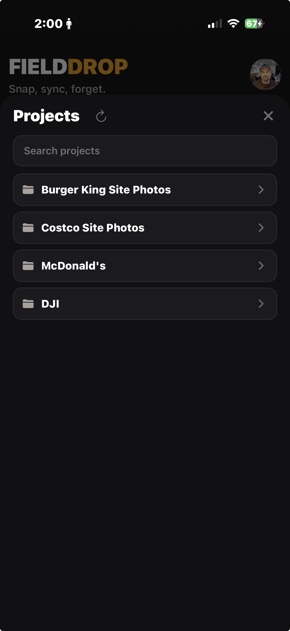 Project Selection List